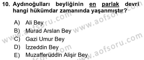 Ortaçağ ve Yeniçağ Türk Devletleri Tarihi Dersi 2019 - 2020 Yılı (Vize) Ara Sınav Soruları 10. Soru