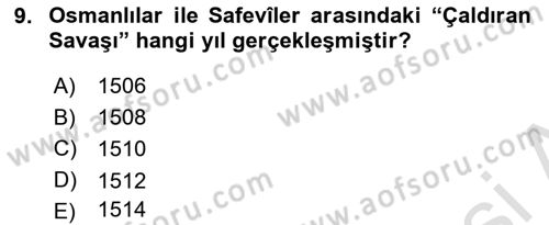 Ortaçağ ve Yeniçağ Türk Devletleri Tarihi Dersi 2019 - 2020 Yılı (Final) Dönem Sonu Sınav Soruları 9. Soru