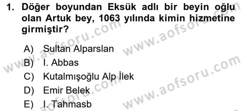 Ortaçağ ve Yeniçağ Türk Devletleri Tarihi Dersi 2020 - 2021 Yılı Yaz Okulu Sınavı 1. Soru