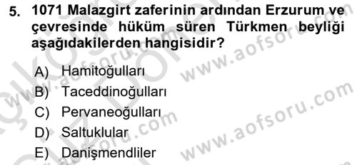 Ortaçağ ve Yeniçağ Türk Devletleri Tarihi Dersi 2021 - 2022 Yılı (Vize) Ara Sınav Soruları 5. Soru