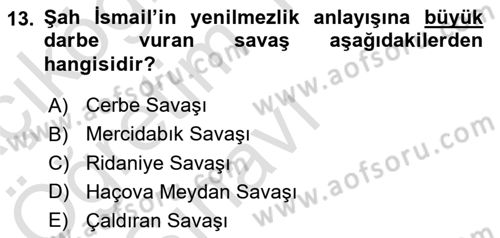 Ortaçağ ve Yeniçağ Türk Devletleri Tarihi Dersi 2021 - 2022 Yılı Yaz Okulu Sınav Soruları 13. Soru