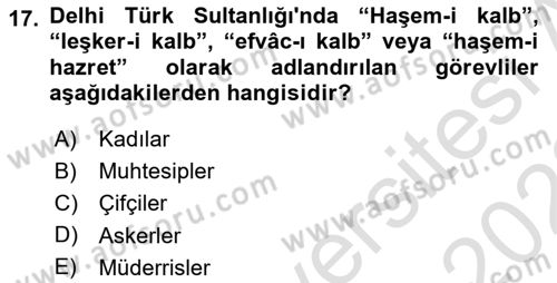 Ortaçağ ve Yeniçağ Türk Devletleri Tarihi Dersi 2021 - 2022 Yılı Yaz Okulu Sınav Soruları 17. Soru