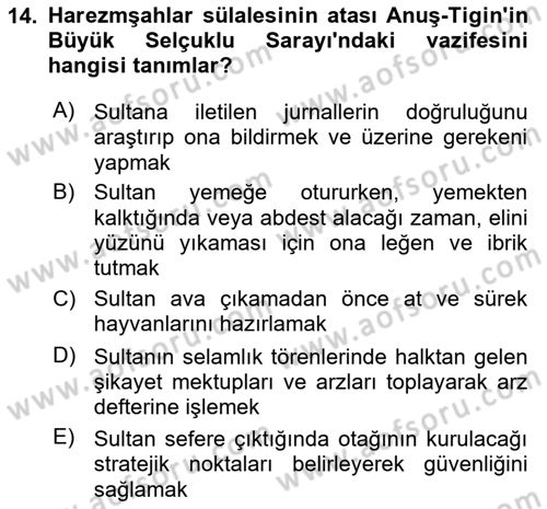 Ortaçağ ve Yeniçağ Türk Devletleri Tarihi Dersi 2022 - 2023 Yılı (Vize) Ara Sınav Soruları 14. Soru