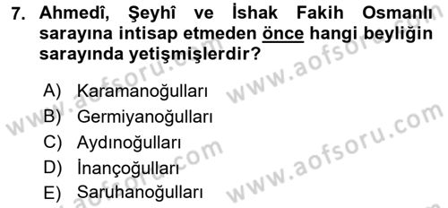 Ortaçağ ve Yeniçağ Türk Devletleri Tarihi Dersi 2022 - 2023 Yılı (Vize) Ara Sınav Soruları 7. Soru