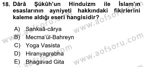 Ortaçağ ve Yeniçağ Türk Devletleri Tarihi Dersi 2022 - 2023 Yılı (Final) Dönem Sonu Sınav Soruları 18. Soru