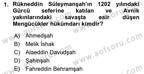 Ortaçağ ve Yeniçağ Türk Devletleri Tarihi Dersi 2022 - 2023 Yılı Yaz Okulu Sınav Soruları 1. Soru