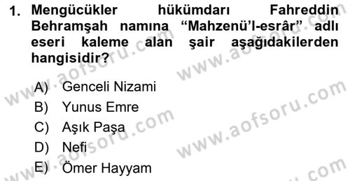Ortaçağ ve Yeniçağ Türk Devletleri Tarihi Dersi Ara Sınavı Deneme Sınav Soruları 1. Soru