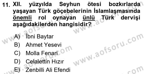 Ortaçağ ve Yeniçağ Türk Devletleri Tarihi Dersi Ara Sınavı Deneme Sınav Soruları 11. Soru