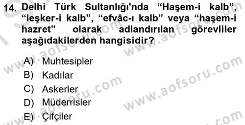 Ortaçağ ve Yeniçağ Türk Devletleri Tarihi Dersi 2023 - 2024 Yılı (Final) Dönem Sonu Sınav Soruları 14. Soru