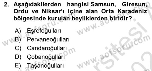 Ortaçağ ve Yeniçağ Türk Devletleri Tarihi Dersi 2023 - 2024 Yılı (Final) Dönem Sonu Sınav Soruları 2. Soru
