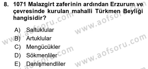 Ortaçağ ve Yeniçağ Türk Devletleri Tarihi Dersi 2023 - 2024 Yılı Yaz Okulu Sınav Soruları 8. Soru