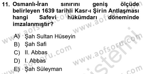 Ortaçağ ve Yeniçağ Türk Devletleri Tarihi Dersi 2024 - 2025 Yılı (Final) Dönem Sonu Sınav Soruları 11. Soru