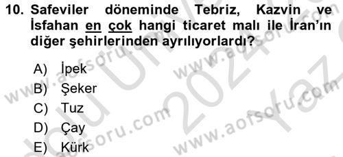 Ortaçağ ve Yeniçağ Türk Devletleri Tarihi Dersi 2024 - 2025 Yılı Yaz Okulu Sınav Soruları 10. Soru