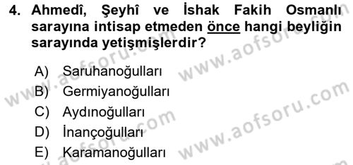 Ortaçağ ve Yeniçağ Türk Devletleri Tarihi Dersi 2024 - 2025 Yılı Yaz Okulu Sınav Soruları 4. Soru