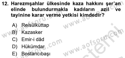 Ortaçağ ve Yeniçağ Türk Devletleri Tarihi Dersi 2025 - 2026 Yılı (Vize) Ara Sınav Soruları 12. Soru