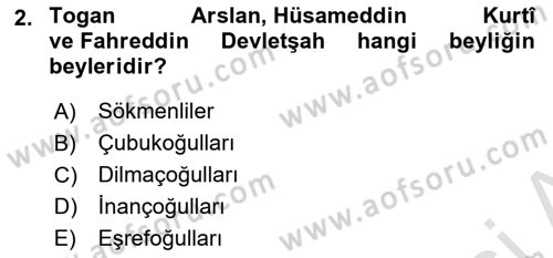 Ortaçağ ve Yeniçağ Türk Devletleri Tarihi Dersi 2025 - 2026 Yılı (Vize) Ara Sınav Soruları 2. Soru