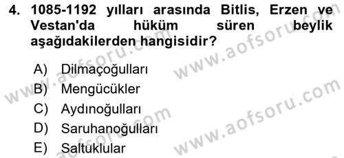 Ortaçağ ve Yeniçağ Türk Devletleri Tarihi Dersi 2025 - 2026 Yılı (Vize) Ara Sınav Soruları 4. Soru