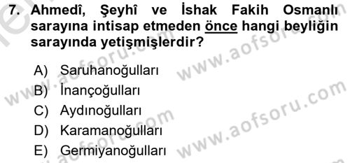 Ortaçağ ve Yeniçağ Türk Devletleri Tarihi Dersi 2025 - 2026 Yılı (Vize) Ara Sınav Soruları 7. Soru
