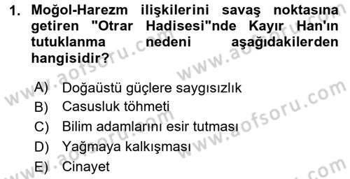 Ortaçağ ve Yeniçağ Türk Devletleri Tarihi Dersi 2025 - 2026 Yılı (Final) Dönem Sonu Sınav Soruları 1. Soru