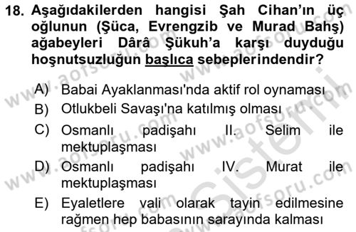 Ortaçağ ve Yeniçağ Türk Devletleri Tarihi Dersi 2025 - 2026 Yılı (Final) Dönem Sonu Sınav Soruları 18. Soru