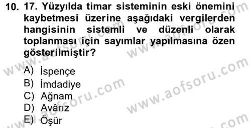 Osmanlı Tarihi (1566-1789) Dersi 2012 - 2013 Yılı (Vize) Ara Sınav Soruları 10. Soru