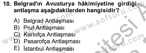 Osmanlı Tarihi (1566-1789) Dersi 2012 - 2013 Yılı (Final) Dönem Sonu Sınav Soruları 10. Soru