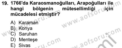 Osmanlı Tarihi (1566-1789) Dersi 2012 - 2013 Yılı (Final) Dönem Sonu Sınav Soruları 19. Soru