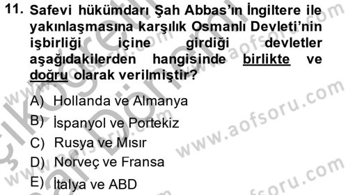 Osmanlı Tarihi (1566-1789) Dersi 2013 - 2014 Yılı (Vize) Ara Sınav Soruları 11. Soru