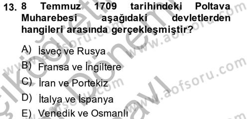 Osmanlı Tarihi (1566-1789) Dersi 2013 - 2014 Yılı (Final) Dönem Sonu Sınav Soruları 13. Soru