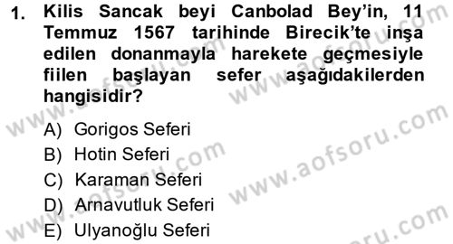 Osmanlı Tarihi (1566-1789) Dersi 2014 - 2015 Yılı (Final) Dönem Sonu Sınav Soruları 1. Soru