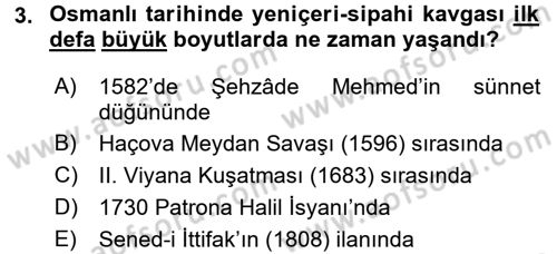 Osmanlı Tarihi (1566-1789) Dersi 2015 - 2016 Yılı (Vize) Ara Sınav Soruları 3. Soru