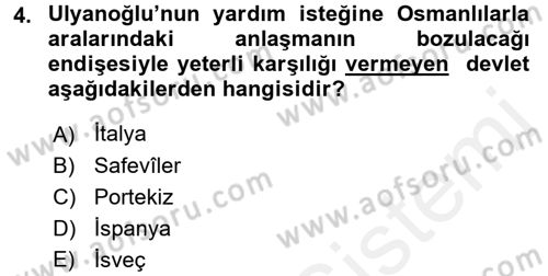 Osmanlı Tarihi (1566-1789) Dersi 2015 - 2016 Yılı (Vize) Ara Sınav Soruları 4. Soru