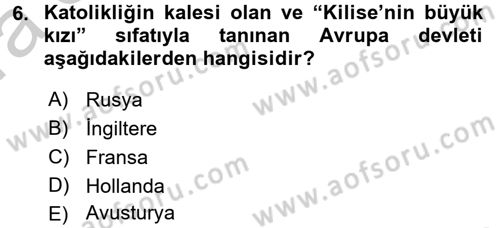 Osmanlı Tarihi (1566-1789) Dersi 2016 - 2017 Yılı (Vize) Ara Sınav Soruları 6. Soru
