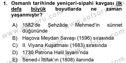 Osmanlı Tarihi (1566-1789) Dersi 2016 - 2017 Yılı (Final) Dönem Sonu Sınav Soruları 1. Soru
