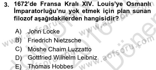 Osmanlı Tarihi (1566-1789) Dersi 2016 - 2017 Yılı (Final) Dönem Sonu Sınav Soruları 3. Soru
