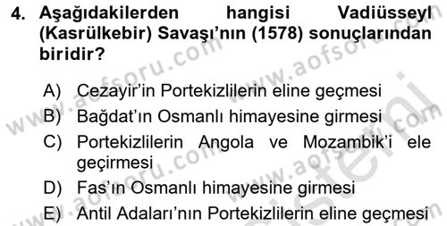 Osmanlı Tarihi (1566-1789) Dersi 2021 - 2022 Yılı (Vize) Ara Sınav Soruları 4. Soru