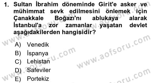 Osmanlı Tarihi (1566-1789) Dersi 2022 - 2023 Yılı Yaz Okulu Sınav Soruları 1. Soru
