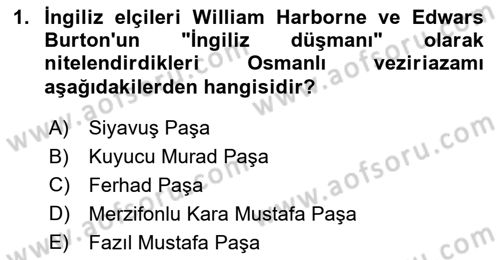 Osmanlı Tarihi (1566-1789) Dersi 2023 - 2024 Yılı (Vize) Ara Sınav Soruları 1. Soru