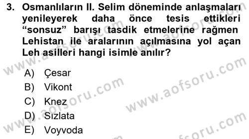 Osmanlı Tarihi (1566-1789) Dersi 2023 - 2024 Yılı (Vize) Ara Sınav Soruları 3. Soru