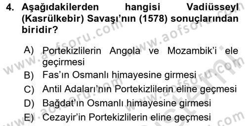 Osmanlı Tarihi (1566-1789) Dersi 2024 - 2025 Yılı (Vize) Ara Sınav Soruları 4. Soru