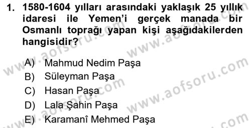 Osmanlı Tarihi (1566-1789) Dersi 2025 - 2026 Yılı (Vize) Ara Sınav Soruları 1. Soru
