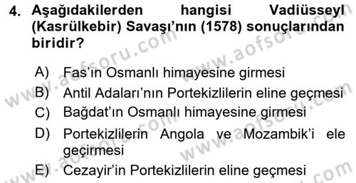 Osmanlı Tarihi (1566-1789) Dersi 2025 - 2026 Yılı (Vize) Ara Sınav Soruları 4. Soru