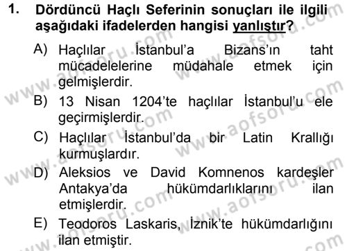 Türkiye Selçuklu Tarihi Dersi 2012 - 2013 Yılı (Vize) Ara Sınav Soruları 1. Soru
