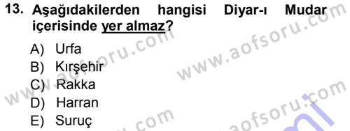 Türkiye Selçuklu Tarihi Dersi 2012 - 2013 Yılı (Final) Dönem Sonu Sınav Soruları 13. Soru