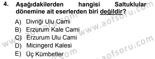 Türkiye Selçuklu Tarihi Dersi 2012 - 2013 Yılı (Final) Dönem Sonu Sınav Soruları 4. Soru