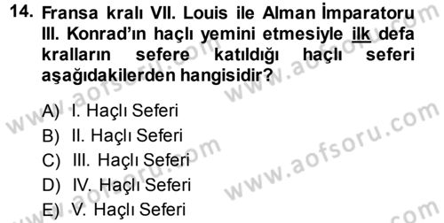 Türkiye Selçuklu Tarihi Dersi 2013 - 2014 Yılı (Vize) Ara Sınav Soruları 14. Soru
