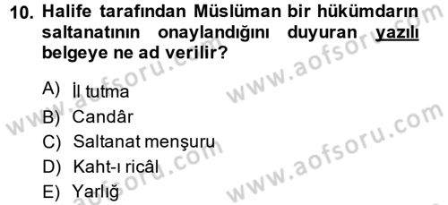 Türkiye Selçuklu Tarihi Dersi 2013 - 2014 Yılı (Final) Dönem Sonu Sınav Soruları 10. Soru