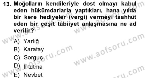 Türkiye Selçuklu Tarihi Dersi 2014 - 2015 Yılı (Final) Dönem Sonu Sınav Soruları 13. Soru