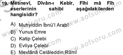 Türkiye Selçuklu Tarihi Dersi 2014 - 2015 Yılı (Final) Dönem Sonu Sınav Soruları 19. Soru