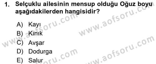 Türkiye Selçuklu Tarihi Dersi 2015 - 2016 Yılı (Vize) Ara Sınav Soruları 1. Soru